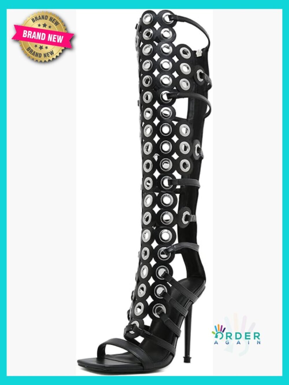 Peep Toe Lace Up High Heeled Gladiator Sandals Over The Knee Bootie Summer